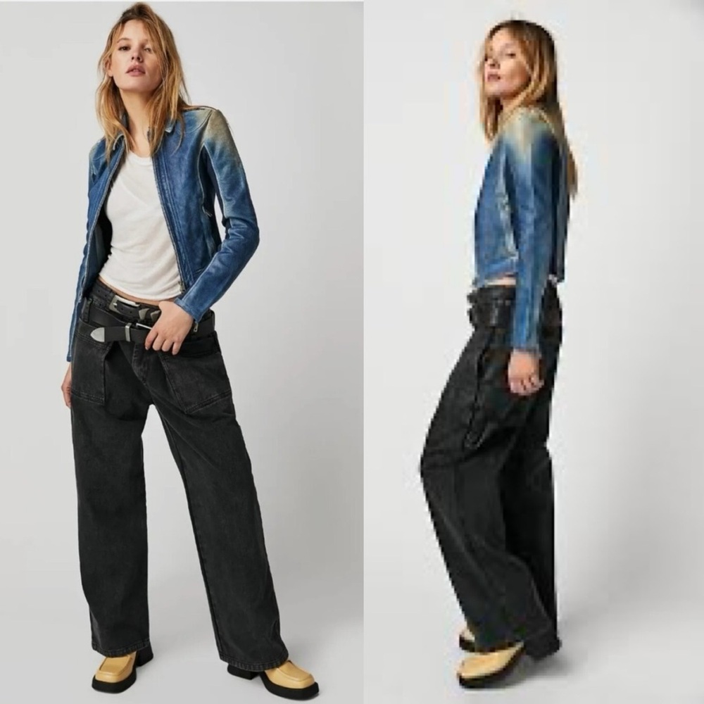 Free People Black Down The Line Carpenter Pants Jeans